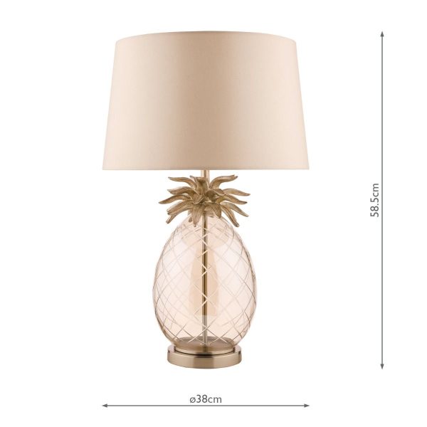 Laura Ashley Pineapple Champagne Cut Glass Table Lamp with Taupe Shade - Image 6