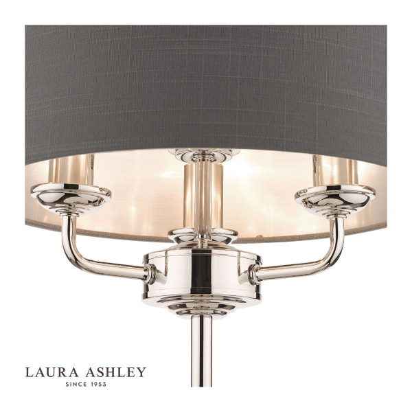 Laura Ashley Sorrento 3lt Table Lamp Polished Nickel With Charcoal Shade - Image 3