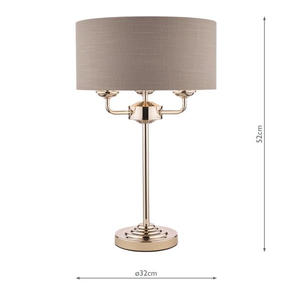 Laura Ashley Sorrento 3lt Table Lamp Polished Nickel With Charcoal Shade - Image 6