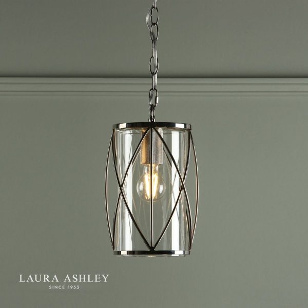 Laura Ashley Beckworth Polished Nickel Lattice 1 Light Ceiling Light - Image 3