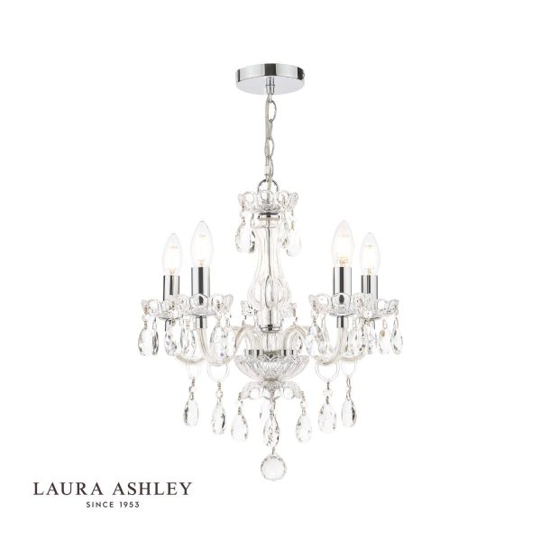 Laura Ashley Harriet 5 Light Crystal & Polished Chrome Chandelier