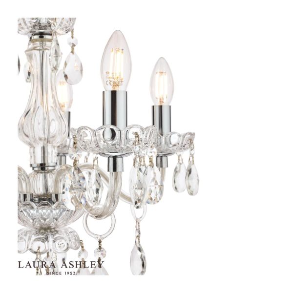 Laura Ashley Harriet 5 Light Crystal & Polished Chrome Chandelier - Image 3