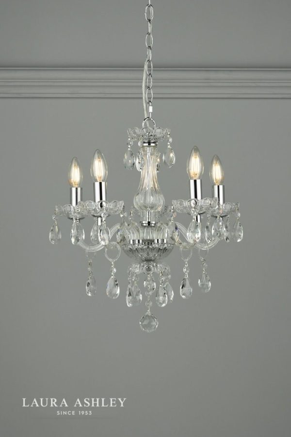 Laura Ashley Harriet 5 Light Crystal & Polished Chrome Chandelier - Image 4