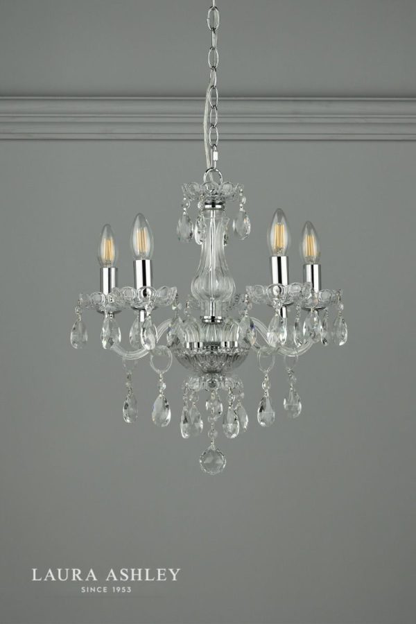 Laura Ashley Harriet 5 Light Crystal & Polished Chrome Chandelier - Image 5