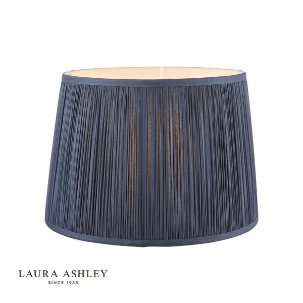 Laura Ashley Hemsley Pleated Silk Empire Drum Shade Midnight Blue 25cm/10 inch