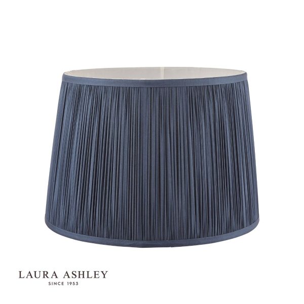 Laura Ashley Hemsley Pleated Silk Empire Drum Shade Midnight Blue 25cm/10 inch - Image 2