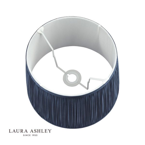 Laura Ashley Hemsley Pleated Silk Empire Drum Shade Midnight Blue 25cm/10 inch - Image 3