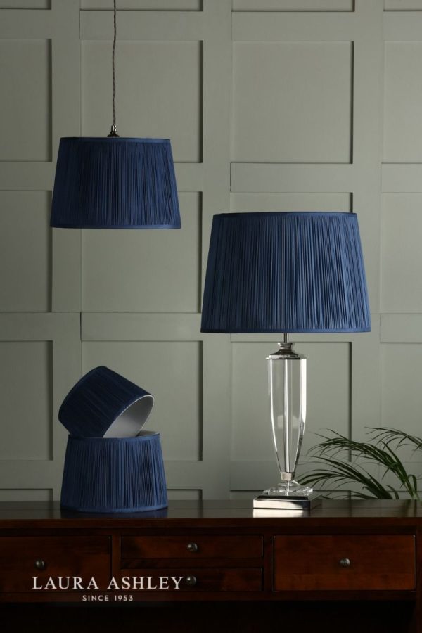 Laura Ashley Hemsley Pleated Silk Empire Drum Shade Midnight Blue 25cm/10 inch - Image 5