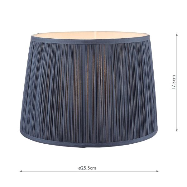 Laura Ashley Hemsley Pleated Silk Empire Drum Shade Midnight Blue 25cm/10 inch - Image 7