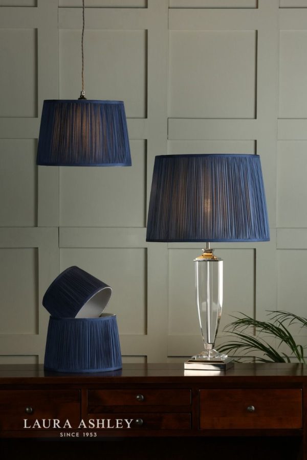 Laura Ashley Hemsley Pleated Silk Empire Drum Shade Midnight Blue 30cm/12 inch - Image 4