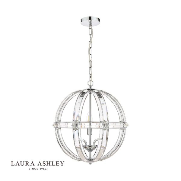 Laura Ashley Aidan Glass & Polished Chrome 3 Light Globe Chandelier - Image 2