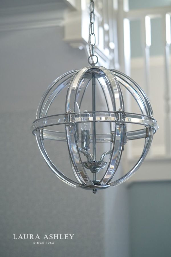 Laura Ashley Aidan Glass & Polished Chrome 3 Light Globe Chandelier - Image 5