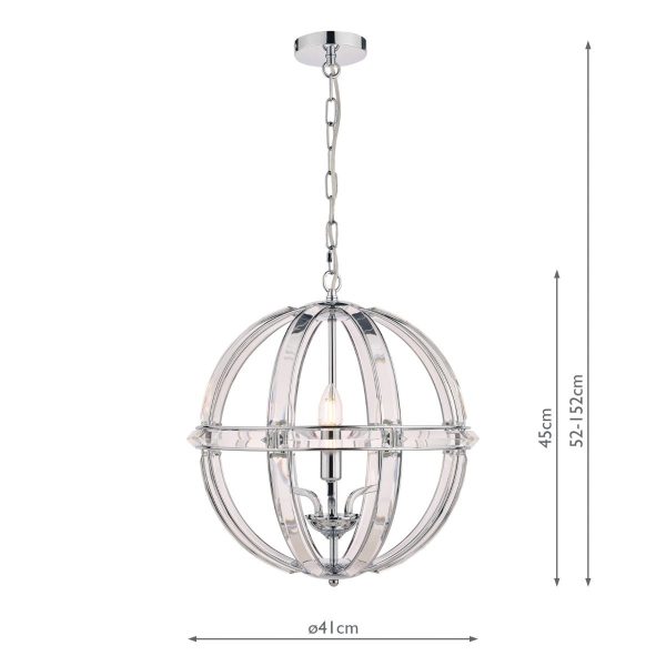 Laura Ashley Aidan Glass & Polished Chrome 3 Light Globe Chandelier - Image 6