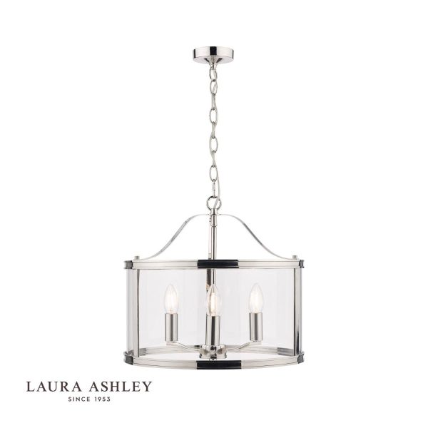 Laura Ashley Harrington Polished Nickel 3 Light Lantern Ceiling Light