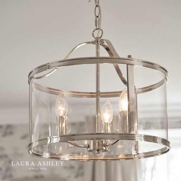 Laura Ashley Harrington Polished Nickel 3 Light Lantern Ceiling Light - Image 3