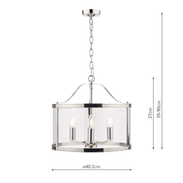 Laura Ashley Harrington Polished Nickel 3 Light Lantern Ceiling Light - Image 4