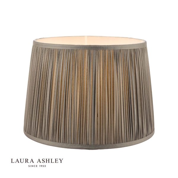 Laura Ashley Hemsley Pleated Silk Empire Drum Shade Grey 25cm/10 inch