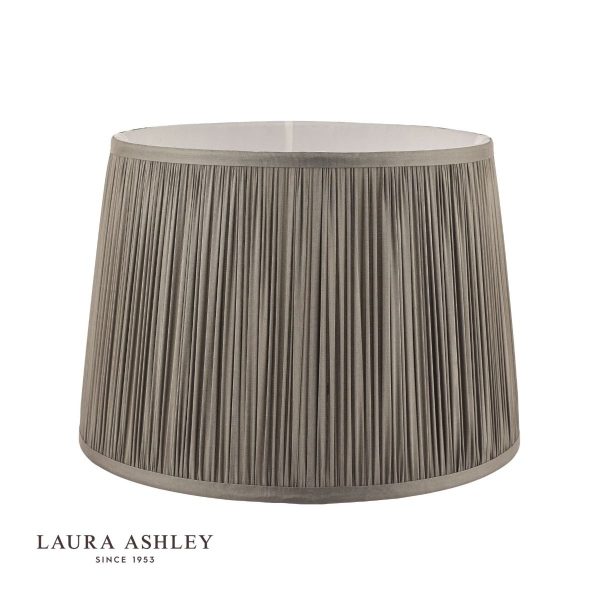 Laura Ashley Hemsley Pleated Silk Empire Drum Shade Grey 25cm/10 inch - Image 2