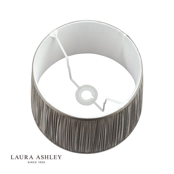 Laura Ashley Hemsley Pleated Silk Empire Drum Shade Grey 25cm/10 inch - Image 3