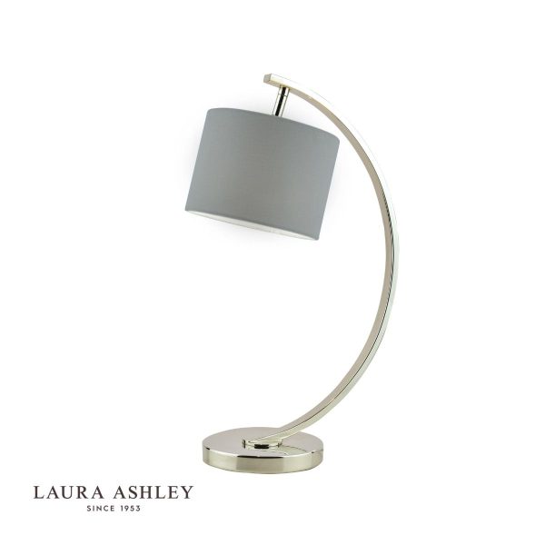 Laura Ashley Noah Table Lamp Polished Nickel with Grey Shade - Image 2