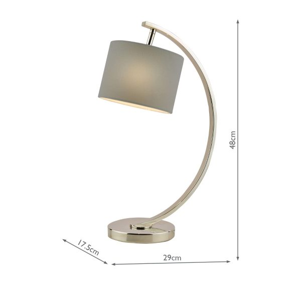 Laura Ashley Noah Table Lamp Polished Nickel with Grey Shade - Image 5