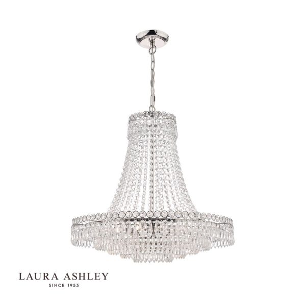 Laura Ashley Enid Polished Nickel & Cut Glass 5 Light Grand Chandelier