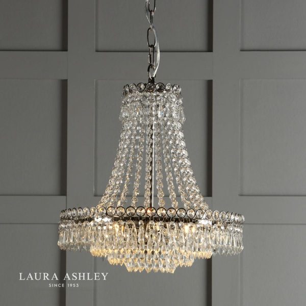 Laura Ashley Enid Polished Nickel & Cut Glass 5 Light Grand Chandelier - Image 3