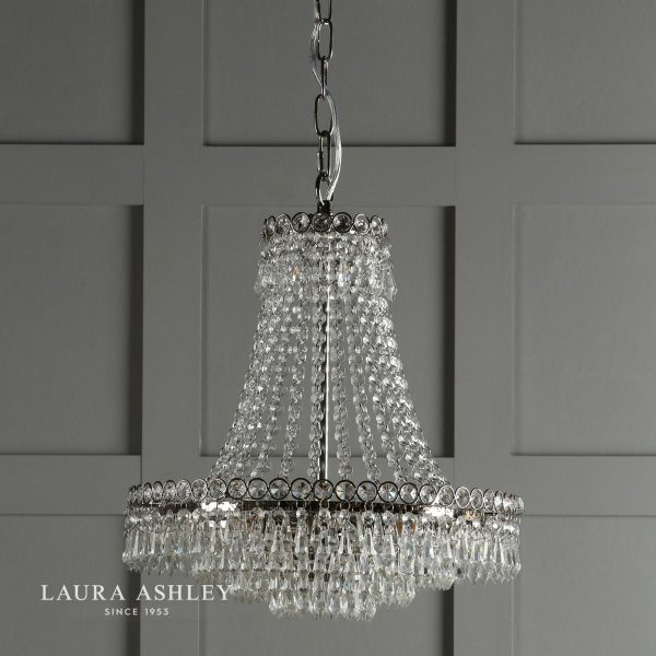 Laura Ashley Enid Polished Nickel & Cut Glass 5 Light Grand Chandelier - Image 4