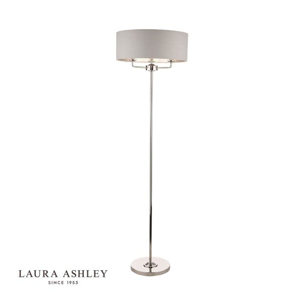 Laura Ashley Sorrento 3lt floor Lamp Polished Nickel With Silver Shade