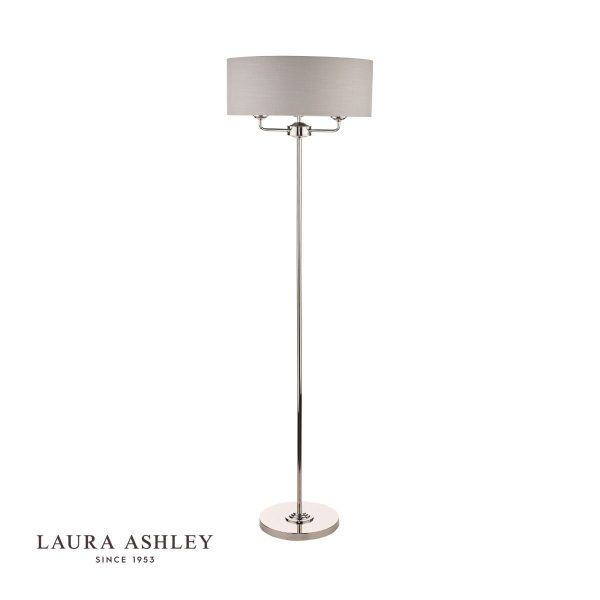 Laura Ashley Sorrento 3lt floor Lamp Polished Nickel With Silver Shade - Image 2