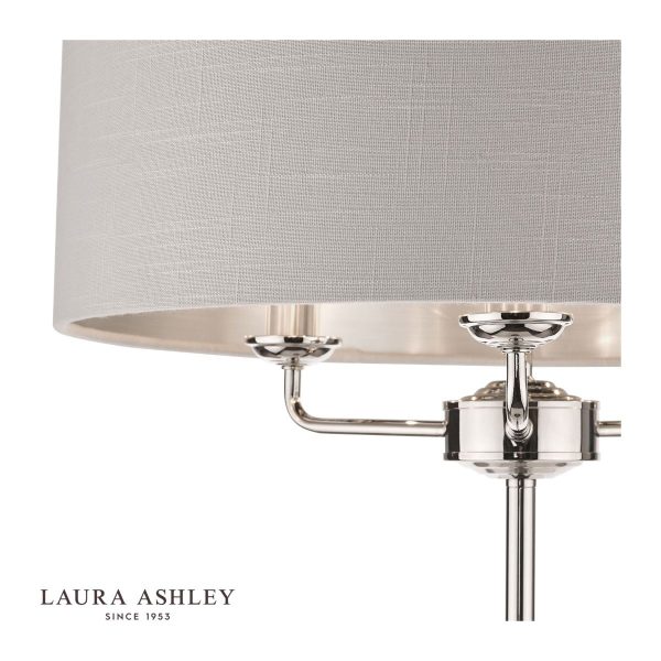 Laura Ashley Sorrento 3lt floor Lamp Polished Nickel With Silver Shade - Image 3