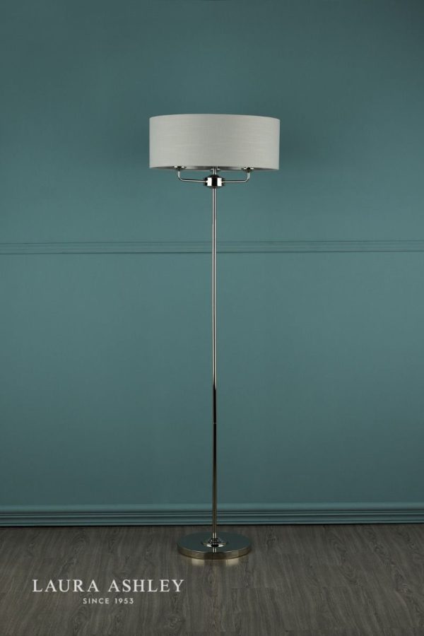 Laura Ashley Sorrento 3lt floor Lamp Polished Nickel With Silver Shade - Image 5