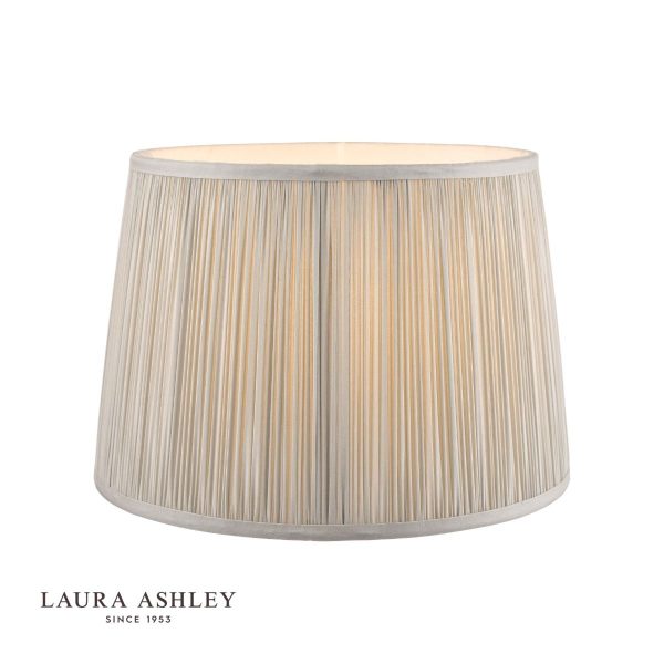 Laura Ashley Hemsley Pleated Silk Empire Drum Shade Silver 25cm/10 inch