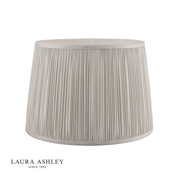 Laura Ashley Hemsley Pleated Silk Empire Drum Shade Silver 25cm/10 inch - Image 2