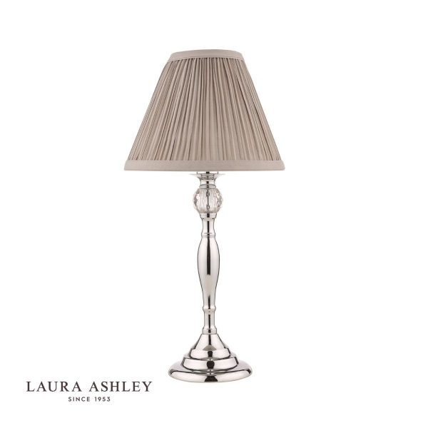 Laura Ashley Ellis Polished Chrome Spindle Table Lamp with Grey Shade