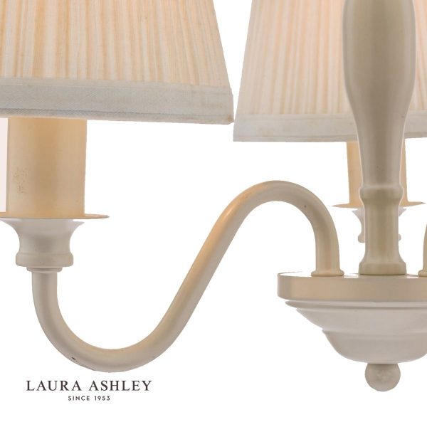 Laura Ashley Ellis Satin-Painted Spindle 3 Light Chandelier with Ivory Shades - Image 2