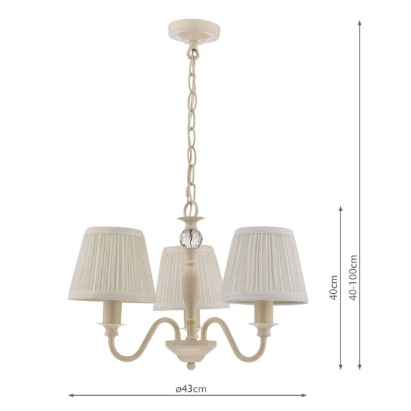 Laura Ashley Ellis Satin-Painted Spindle 3 Light Chandelier with Ivory Shades - Image 5