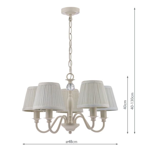 Laura Ashley Ellis Satin-Painted Spindle 5 Light Chandelier with Ivory Shades - Image 5