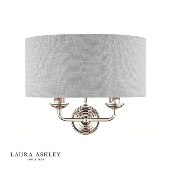 Laura Ashley Sorrento 2lt Wall Light Polished Nickel With Silver Shade - Image 2