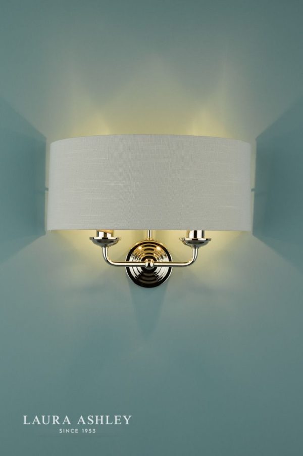 Laura Ashley Sorrento 2lt Wall Light Polished Nickel With Silver Shade - Image 3