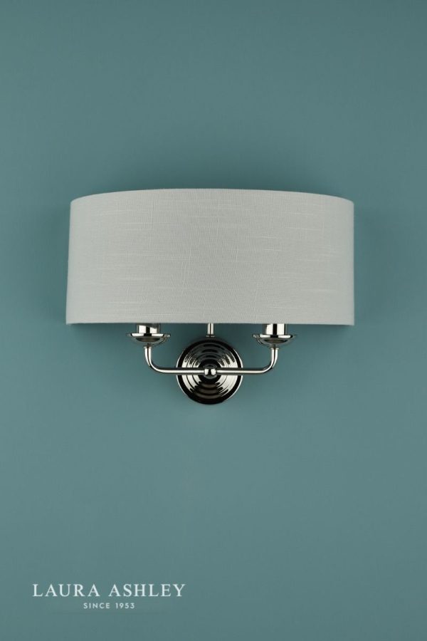 Laura Ashley Sorrento 2lt Wall Light Polished Nickel With Silver Shade - Image 4