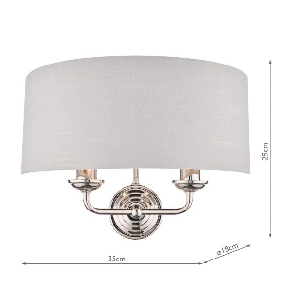 Laura Ashley Sorrento 2lt Wall Light Polished Nickel With Silver Shade - Image 5