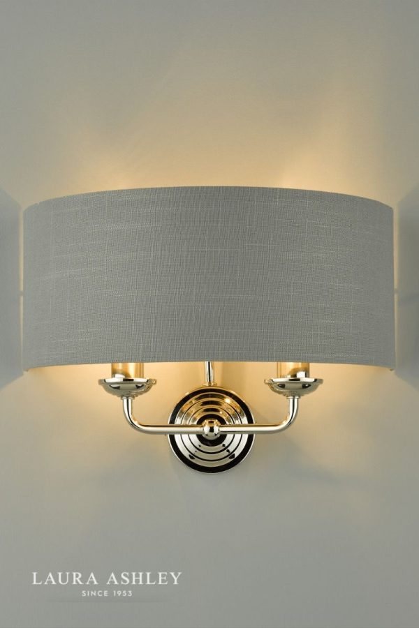 Laura Ashley Sorrento 2lt Wall Light Polished Nickel With Charcoal Shade - Image 3