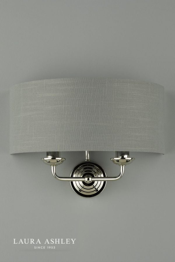 Laura Ashley Sorrento 2lt Wall Light Polished Nickel With Charcoal Shade - Image 4