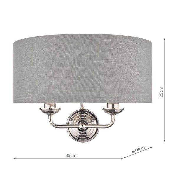 Laura Ashley Sorrento 2lt Wall Light Polished Nickel With Charcoal Shade - Image 6