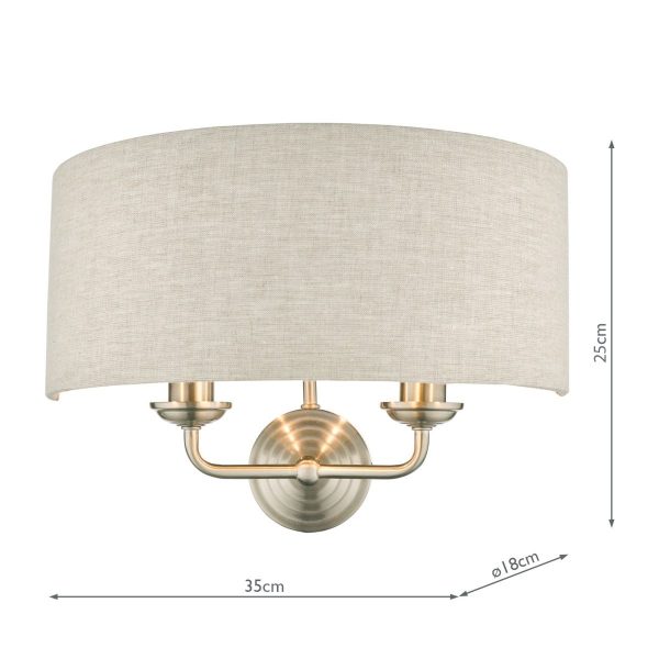 Laura Ashley Sorrento 2lt Wall Light Brushed Chrome With Natural Shade - Image 5