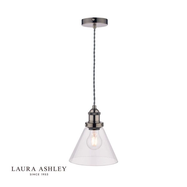 Laura Ashley Isaac Brushed Chrome 1 Light Pendant Ceiling Light