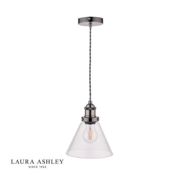 Laura Ashley Isaac Brushed Chrome 1 Light Pendant Ceiling Light - Image 2