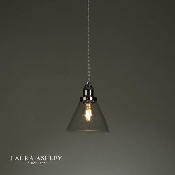 Laura Ashley Isaac Brushed Chrome 1 Light Pendant Ceiling Light - Image 3