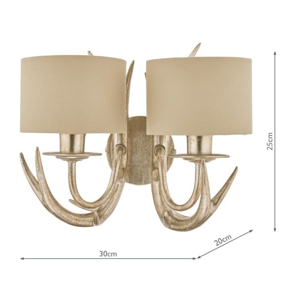 Laura Ashley Mulroy Antler Double Wall Light with Shades - Image 6